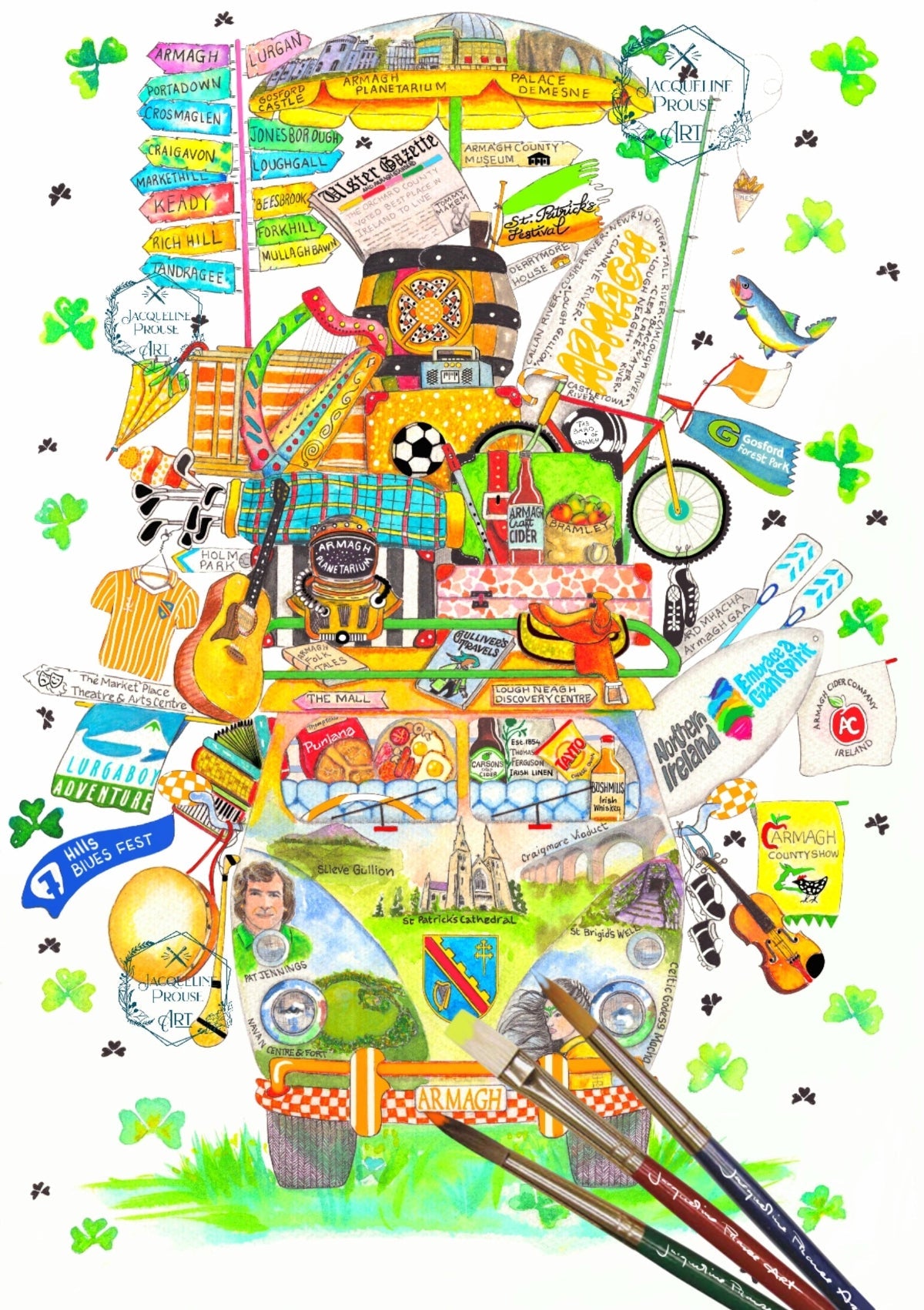 Armagh Wagon
Rare Irish Wagon artwork for County Armagh with vibrant illustrations capturing cultural and natural highlights.